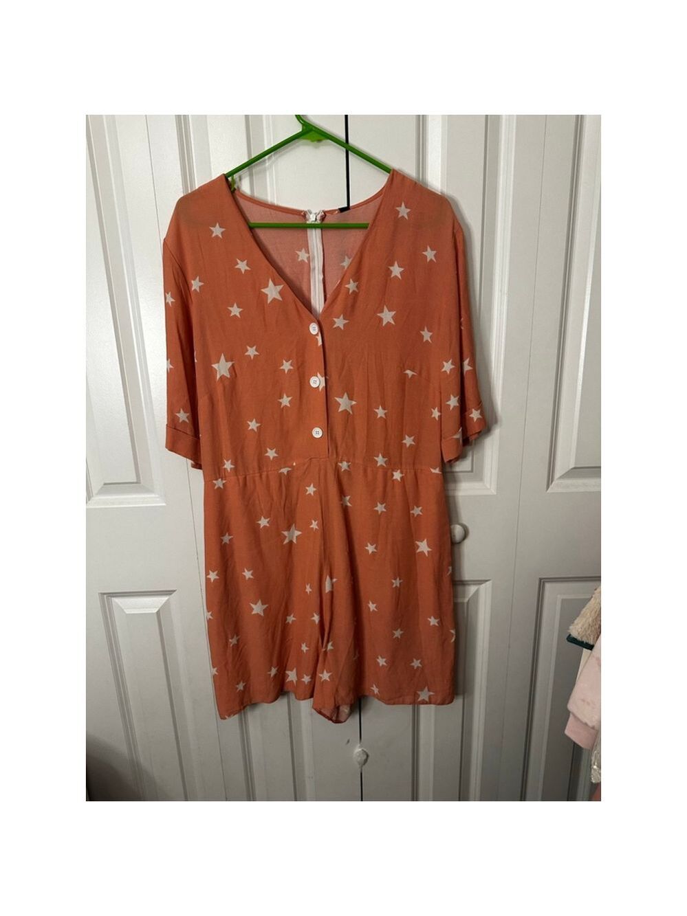 Nobody's Child Orange White Star Print Romper US 12 NEW WITH TAGS